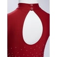 thumbnail image 6 of YiZYiF Girls Lyrical Dance Costume Keyhole Back Sleeveless Rhinestones Split Dress Dancewear Burgundy 10, 6 of 7