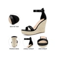 thumbnail image 4 of BLISSFUL STEP Women's Wedge Sandal Ankle Buckle Strap High Heel Open Toe Sandals Black (Size 8), 4 of 8
