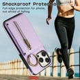 thumbnail image 5 of Crossbody Wallet Case for iPhone 14 Pro Max with Lanyard Strap Card Slot Holder RFID Blocking 360° Ring Kickstand,Magnetic Flip Folio Zipper Purse Case, PU Leather Cover Handbag,Purple, 5 of 10