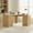 Natural Wood, variant on L Shape Desk, Office Computer Desk with Charging Station, Corner Office Desk with Fluted Storage Cabinet, 59", White Black