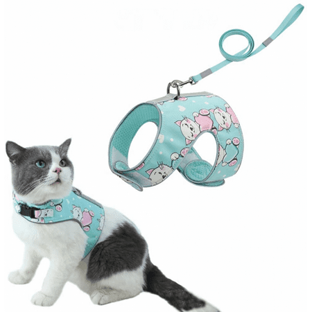Cat Harness with Leash Harness for Cats Escape-Proof Cat Leash, Soft Adjustable Puppy Harness, Reflective cat Vest for Small Dogs Kittens (XS, Green)
