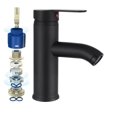 thumbnail image 4 of Mezclador de lavabo grifo de baño grifo de cascada mezclador negro mezclador de lavabo monomando retro grifo de lavabo (grande + tubería de agua), 4 of 5