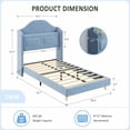 thumbnail image 2 of Twin Bed Frame, Upholstered Velvet Cute Platform Bed for Boys/Girls with Wingback, Storage Bookcase Headboard & LED Lights, No Box Spring Needed, Noise-Free, Easy Assembly, 2 of 6