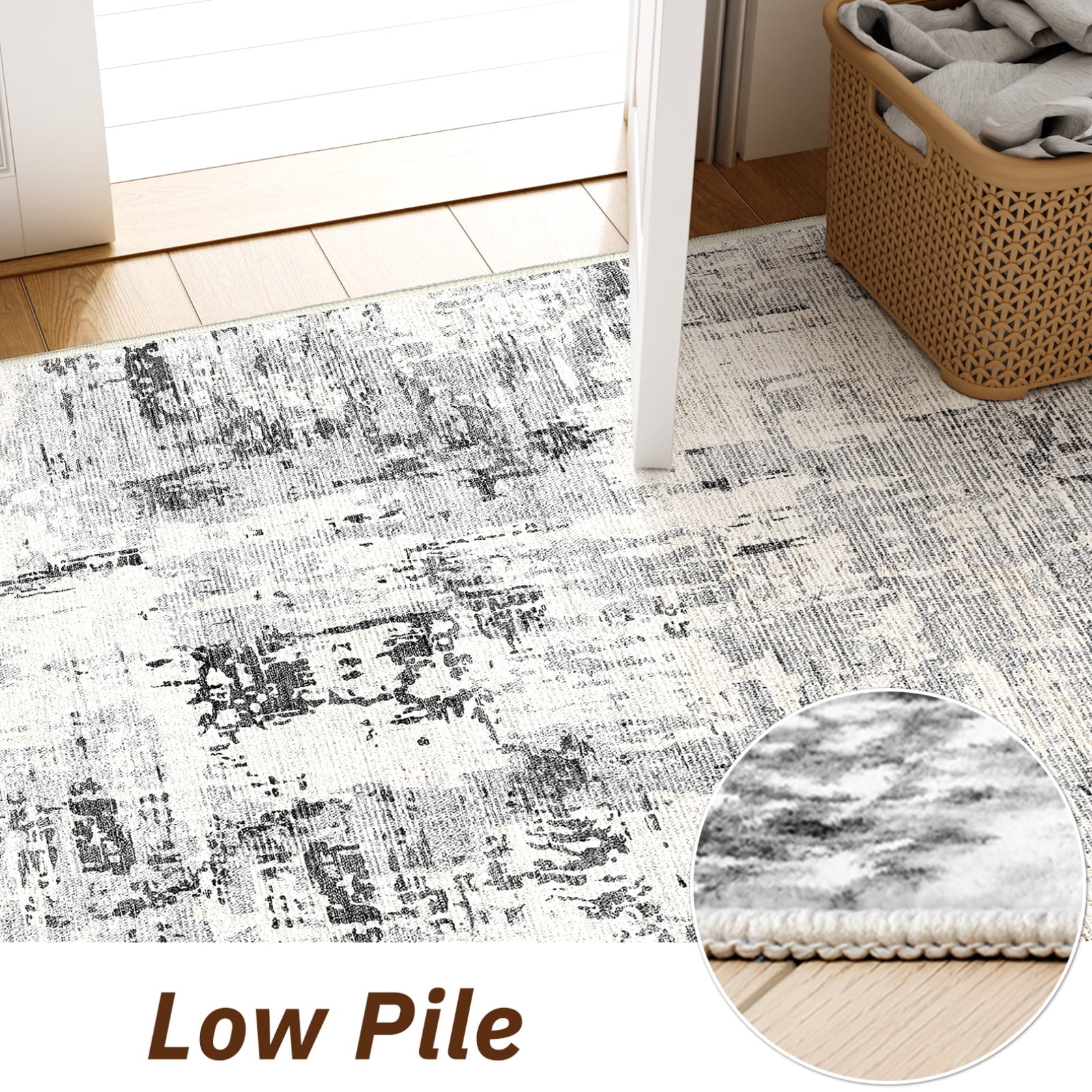 Cozylore 6'x9' Area Rugs for Living Room Distressed Abstract Machine Washable Rugs Low Pile Non Slip Carpet for Bedroom Dining Room