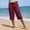 Wine, variant on BUIGTTKLOP Cotton Linen Shorts for Women Knee Length Bermuda Long Shorts Summer Casual Elastic Waisted Side Split Button with Pockets