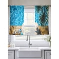 thumbnail image 5 of Sheer Curtains 54 Inches Long 2 Panels, Summer Blue Water Hat Palm Tree Rod Pocket Curtain Voile Draperies, Ocean Starfish Light Filtering Window Treatment for Living Room Kitchen Bedroom, 5 of 8
