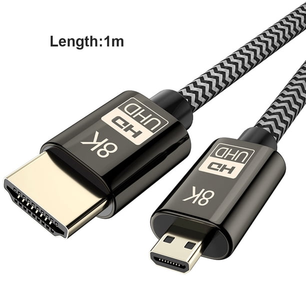 8K chapado en oro Micro HDMI a HDMI Adaptador HDMI 2.1 Cable 3D Ethernet para HDTV