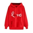 thumbnail image 2 of Dazajoo Women's Casual Heart Print Long Sleeve Pullover Hoodie Fall Winter Oversized Hooded Sweatshirts,Red,XXL, 2 of 7