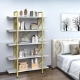 thumbnail image 5 of Dextrus 5-Tier Book Shelves and Bookcase, Steel Freestanding Open Display Storage Bookshelf Organizer for Home Office, Gold & White, 5 of 12
