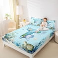 thumbnail image 4 of Feelyou Monogrammed T Kid Full Size Sheets, Axolotl Jellyfish Sealife Bed Sheets, 4pcs, 4 of 7