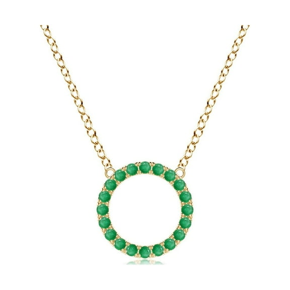 ANGARA Natural Emerald Open Circle Eternity Pendant in 14K Yellow Gold for Women (Size-1.5mm) | May Birthstone, Birthday, Anniversary, Jewelry Gift for Women | Natural Emerald Necklace