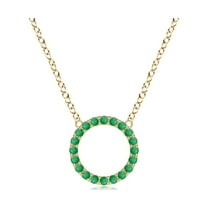 ANGARA Natural Emerald Open Circle Eternity Pendant in 14K Yellow Gold for Women (Size-1.5mm) | May Birthstone, Birthday, Anniversary, Jewelry Gift for Women | Natural Emerald Necklace