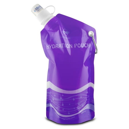 Hydration Pouch - Eco-Highway Hydration Pouch: Collapsible, Reusable 20oz Water Bottle (Purple)