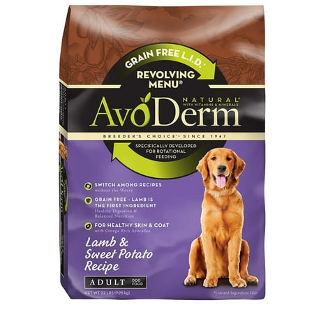 AvoDerm Natural Revolving Lamb and Sweet Potato Recipe Menu for Adult Dog, 22 lb.