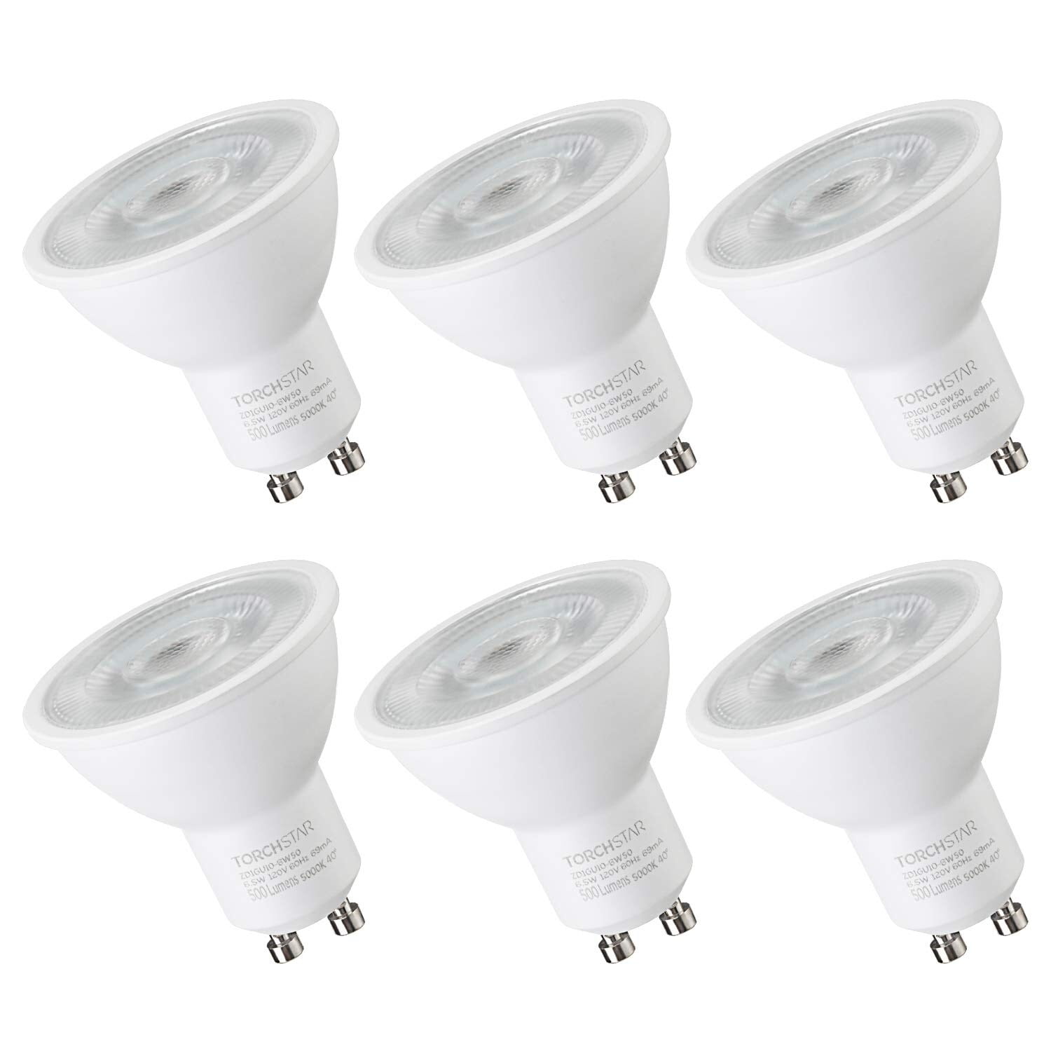 TORCHSTAR Dimmable LED MR16 GU10 Base Light Bulb, 6.5W (50W Eqv