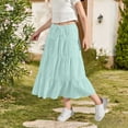 thumbnail image 6 of Lutiedan Girls' Maxi Skirts Tiered Elastic Waist Drawstring Flowy Skirts Ruffle Pleated Casual Summer Long Skirts Size 3-15, 6 of 7