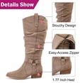 thumbnail image 4 of Love Steetly Women's Extra Wide Calf Knee High Boots, Shimmer Faux Suede, O-Ring Harness Accent, Slouchy Shaft Stacked Block Heel Side Zipper Boots., 4 of 6