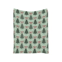 Christmas Bow Throw Blanket Preppy Blanket, 27.56"x39.37" Flannel Soft&Lightweight Aesthetic Plush Room Decor, for Sofa Couch Bed Christmas Halloween Decoration