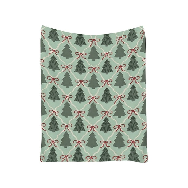 Manta navideña de franela con diseño de árbol de Navidad, con escena de bosque nevado, gruesa y estampada, de doble cara, para la siesta, chal, regalo navideño