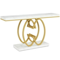 Spaco 55" Narrow Console Table, Modern Sofa Accent Table for Hallway, Console Table for Indoor as Home, Living Room, White & Gold