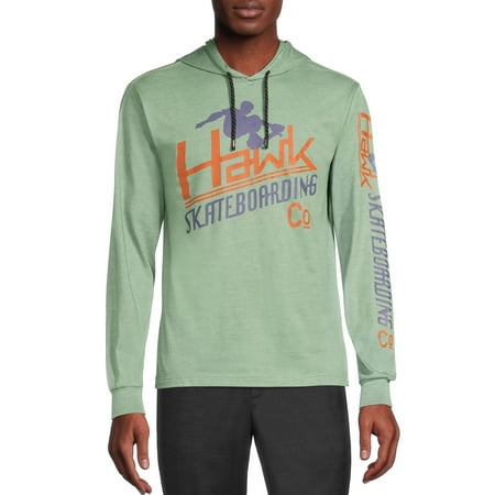 Tony Hawk Men's Hawk Skateboarding Graphic Tee Hoodie with Long Sleeves, Sizes S-XL