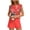 01 Red 2, variant on Fewfanhot 2 Piece Sets for Women Solid Color Short Sleeve Front Pleated Round Neck Top and Shorts Set