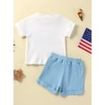 thumbnail image 3 of Wassery 4th of July Baby Boys Independence Day Outfits Short Sleeve Letter Eagle Print Tops + Solid Color Drawstring Shorts 2Pcs Infant Summer Casual Clothes Set 0-3T, 3 of 9