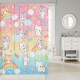 thumbnail image 2 of Manfei Funny Bow Kitten Shower Curtain 72Wx72L, Kawaii Rainbow Sky Bathroom Curtain, Pink Blue, 2 of 5