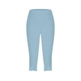 thumbnail image 4 of Up to 65% off Womens Capris, Xunlbb 2PCWomen's Summer High Waisted Solid Color Capris Matching Slim Fitting Yoga Gym Pants(Sky Blue,M), 4 of 6