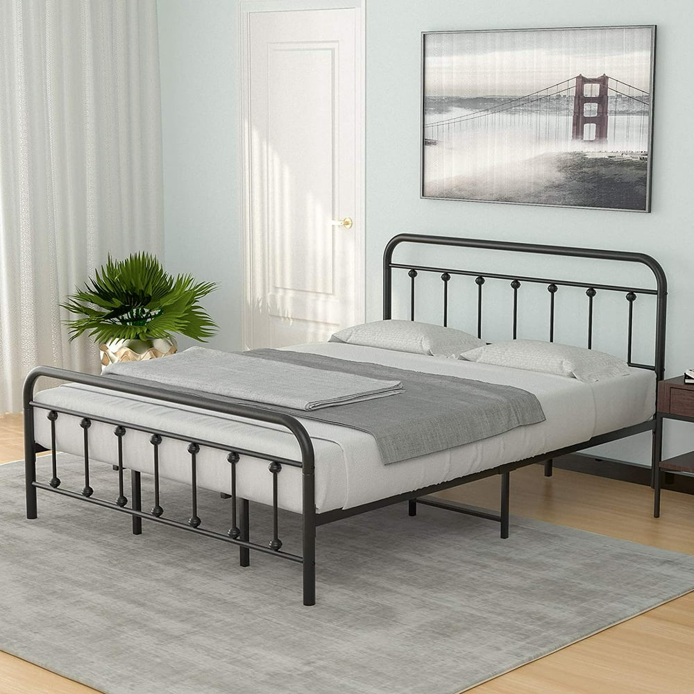 mecor Metal King Size Platform Bed Frame / Mattress Foundation with