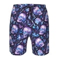 thumbnail image 3 of Honeii's Blue Skull Crystal Print Men's Casual Shorts with Drawstring，Swim Trunks Quick Dry Beach Shorts, 3 of 5