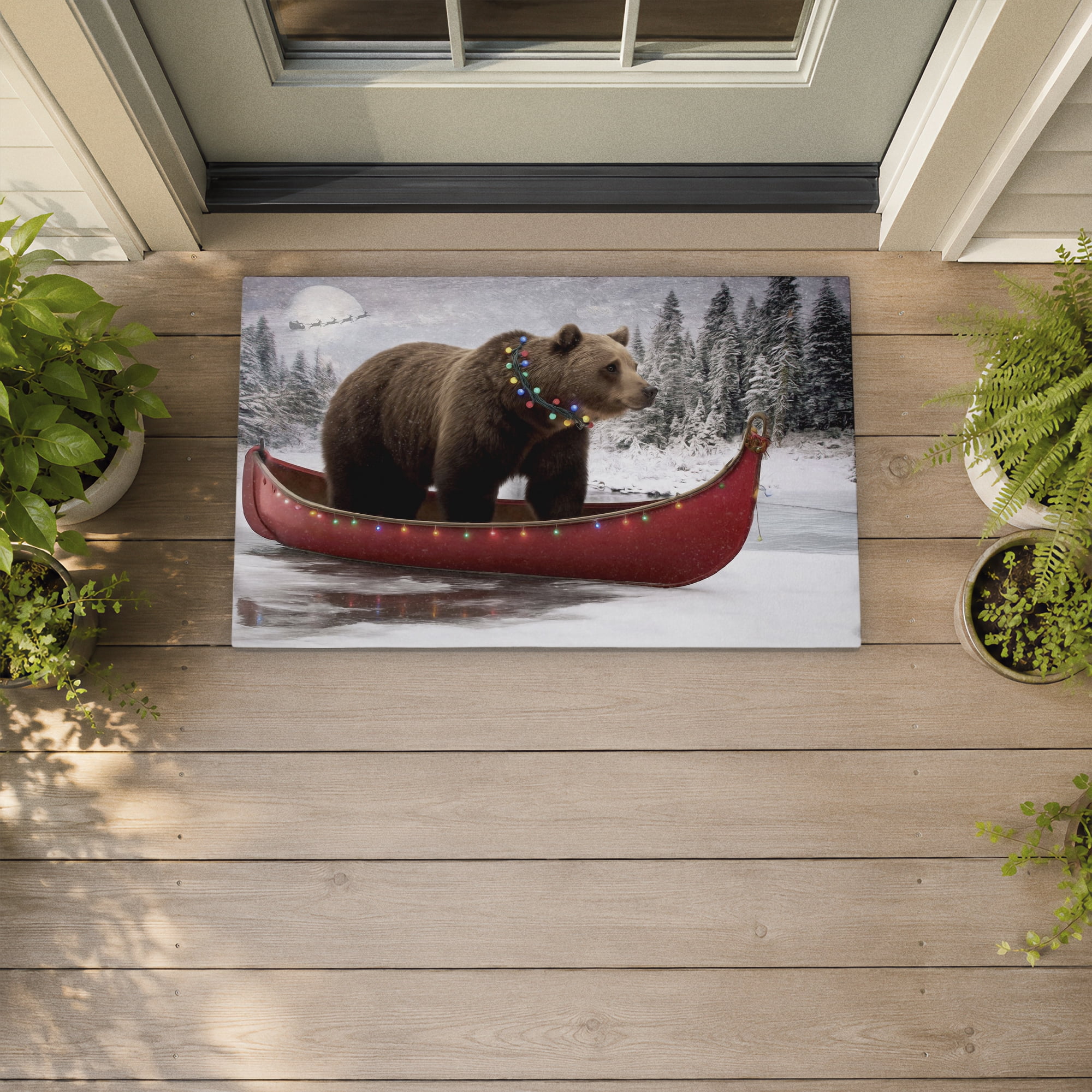 Stupell Industries Yuletide Voyage Bear Printed Outdoor Door Floor Mat, design by Kelley Parker