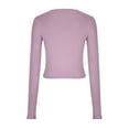 thumbnail image 6 of tarylea Going out Tops for Women Crew Neck Slim Fitted Crop Tops Long Sleeve Solid Color Tees Casual Trendy Cute Stretch Tops, 6 of 6