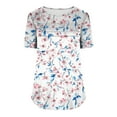 thumbnail image 5 of Amzcrzy Hauts pour Femmes Col Rond Manches Courtes Hauts de Printemps Été Hauts Tendance à Imprimé Floral Hauts Boho Décontractés Confortables Plissés Hauts de Sortie T-Shirts, 5 of 5