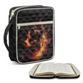 thumbnail image 2 of Xixirimido Bible Cover, Bible Carrying Book Case for Women Men, Multi-pocket Protective Church Organizer Bag with Handle Christian Gift, Black Wolf Fire, 2 of 7