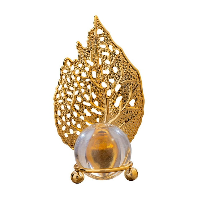Adorno de bola de hoja para decoración del hogar, pisapapeles de recuerdo, decoración de escritorio para sala de estar, armario, estantería, porche y Estilo A