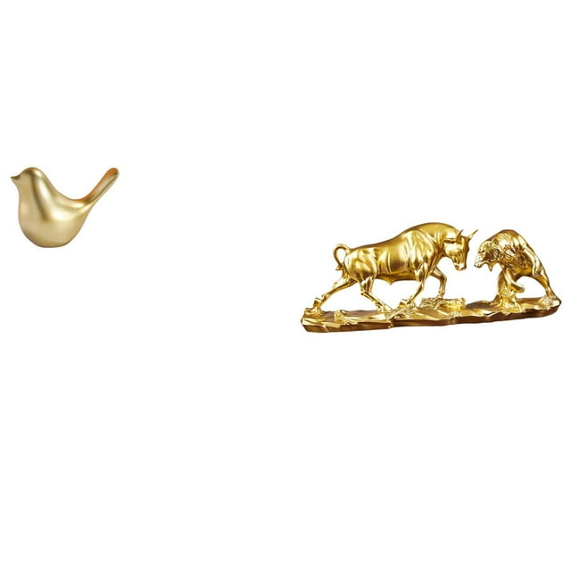 Figura de toro con pájaros dorados, estatua, escultura para decoración del hogar, repisa de oficina, sala de estar, obra de arte de china, inaugu