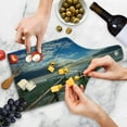 thumbnail image 4 of Beach Cutting Board, Entry to the Beach with Leading Handrails Surrounded by Bushes Sunrise Cloudy Weather, Tempered Glass Cutting and Serving Board, Wine Bottle Shape, Multicolor, by Ambesonne, 4 of 5