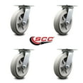 thumbnail image 2 of 8 Inch Heavy Duty Thermoplastic Rubber Caster Set with Roller Bearings Set of 4, 2 of 2