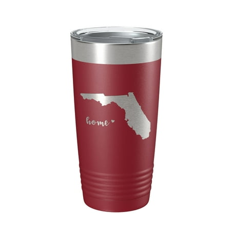 

Florida Tumbler Home State Travel Mug Insulated Laser Engraved Map Coffee Cup 20 oz Maroon
