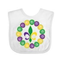 Inktastic Mardi Gras Beads and Fleur De Lis Boys or Girls Baby Bib