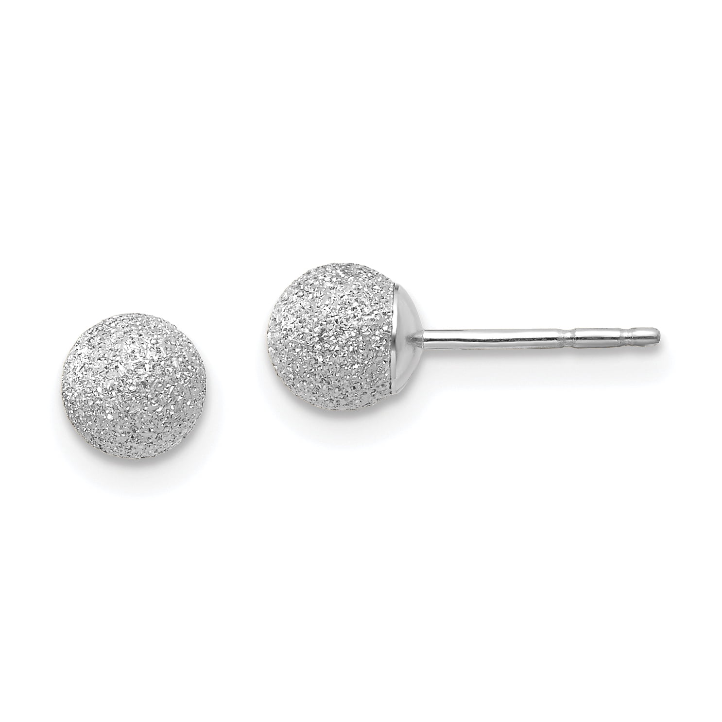 14K White Gold Jewelry Button Earrings Hollow 5 mm 5 mm Madi K Diamond Cut 5M Ball Post Earrings
