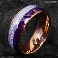 thumbnail image 5 of Tungsten Rings for Men Wedding Bands for Him Womens Wedding Bands for Her 8mm Rose Gold Purple Agate Meteorite Arrow, 5 of 7