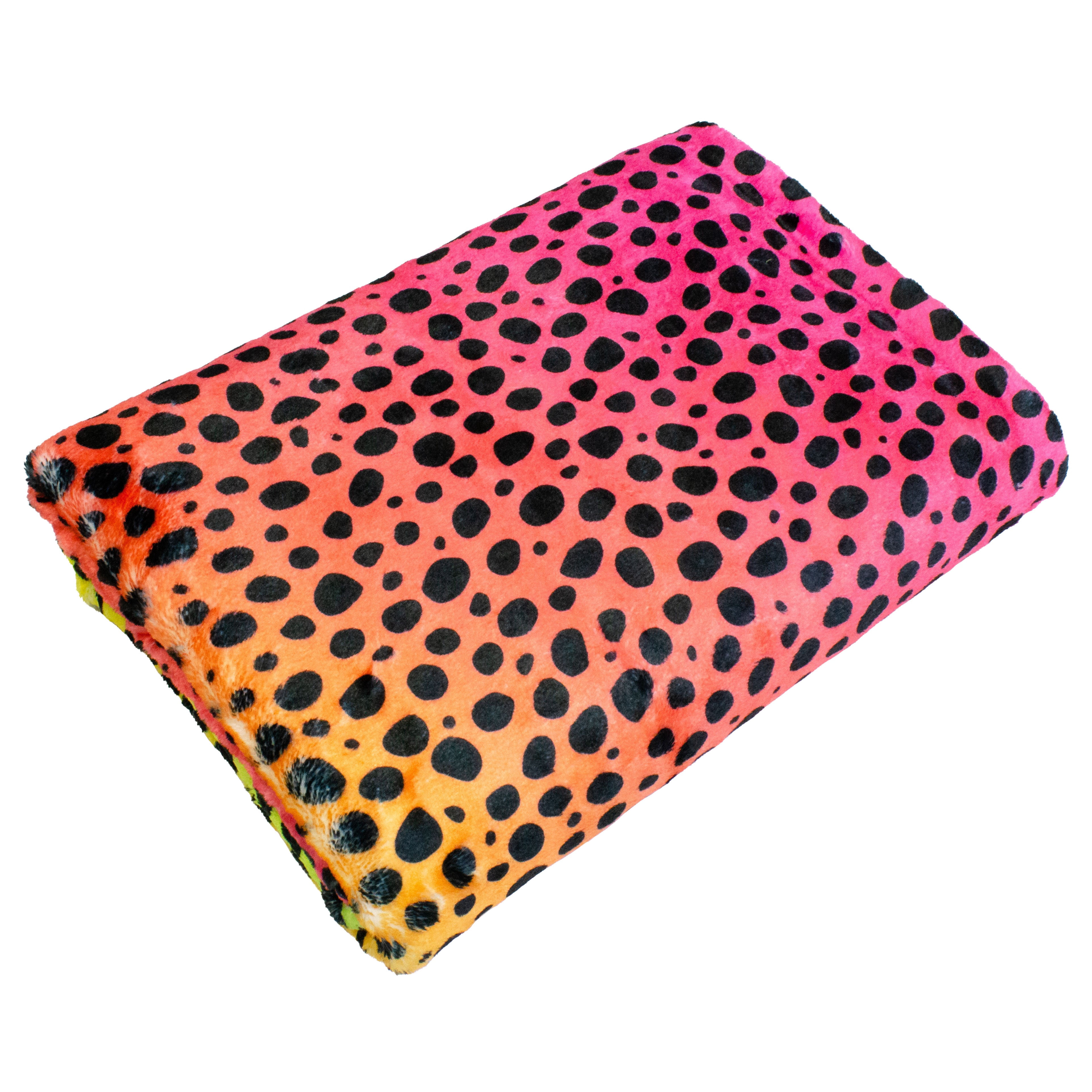 Everything Comfy Cheetah Print Decorative Throw Blanket, 30" X 40", Rainbow Gradient