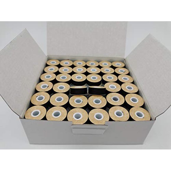 Prewound Bobbin, Card Board, Size L (SA155, Size9.4), Black Color, 144pcs per Box, 75D/2 Polyester, Doublelin,Fit with Babylock, Barudan,Bernina,Broth