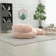 thumbnail image 5 of Faux Fur Bean Bag Chair with Ottoman, Soft Fluffy Plush Lazy Sofa with Footrest, Fuzzy Puff Chair for Adults and Kids, Pink, 5 of 9