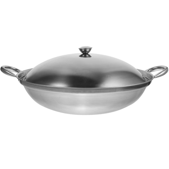Non-Stick Stainless Steel Wok Pan with Cooking Utensils Set for Chinese Stir Fry and Everyday Cooking