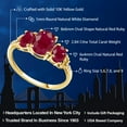 thumbnail image 2 of Gem Stone King 10K Yellow Gold Red Ruby and Diamond Accent 3-Stone Ring | 2.84 Cttw | Oval 8X6MM and 6X4MM | Three Stone Wedding Engagement Anniversary Promise Ring for Women (Size 8), 2 of 4