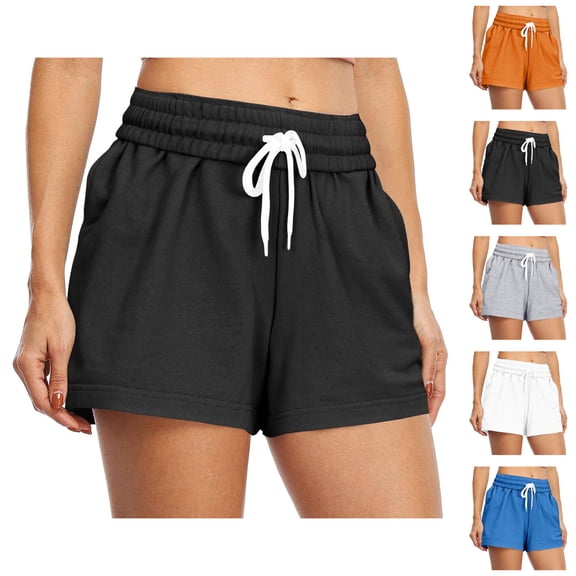 Sweat Shorts Women Summer Elastic Waist Drawstring Loose Casual Athletic Workout Gym Shorts with Pockets