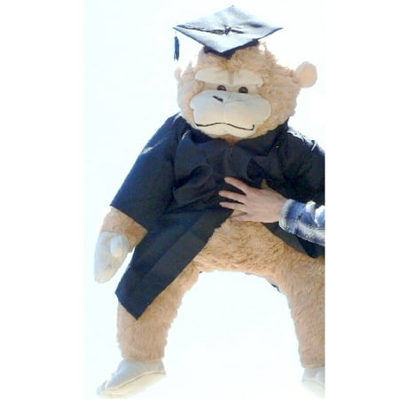 Giant Graduation Stuffed Monkey 42 Inches Wears Removable Black Graduation Cap and Gown